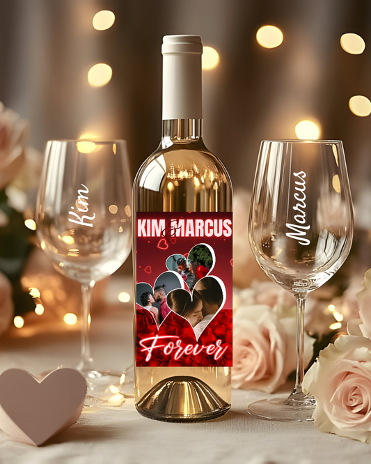Personalized Wine Bottle & Glasses